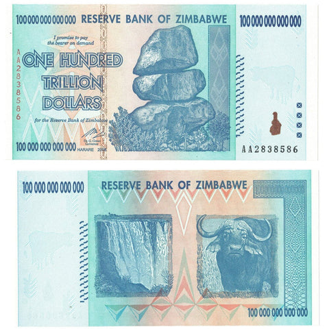2008 Zimbabwe 100 Trillion Dollar Note - Crisp Uncirculated