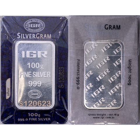 Istanbul Gold Refinery (IGR) 100 Gram .999 Silver Bar @ Spot