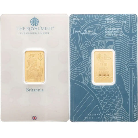 Royal Mint Britannia 10g .9999 Gold Bar in Assay