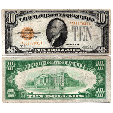 1928 $10 Small-Size Gold Certificate Fr. 2400 - Very Fine