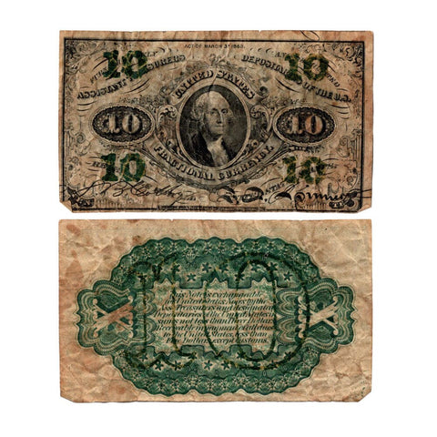 1863 10 Cent Fractional Note - VG - Fr. 1255