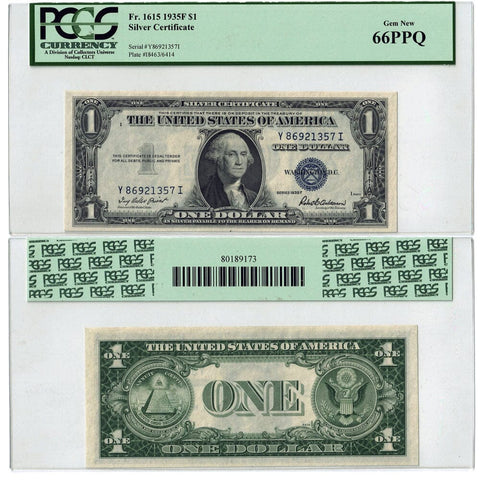 1935-F $1 Silver Certificate Fr. 1615 - PCGS Gem New 66 PPQ