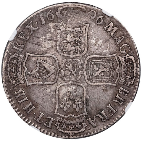 1696-E William III Great Britain Silver Half Crown KM. 491.10 - NGC VF 25