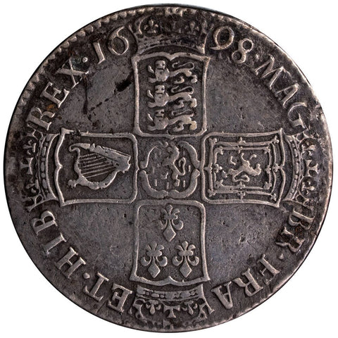 1698 England William III Half Crown KM# 492.2 - Very Good