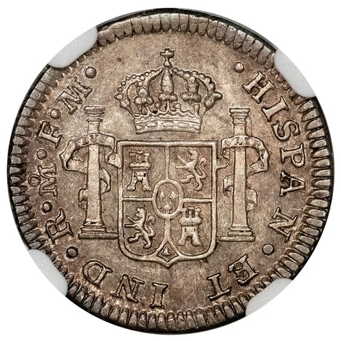 1773-FM Mexico Charles III Silver 1/2 Real KM.69.2 - NGC AU 55