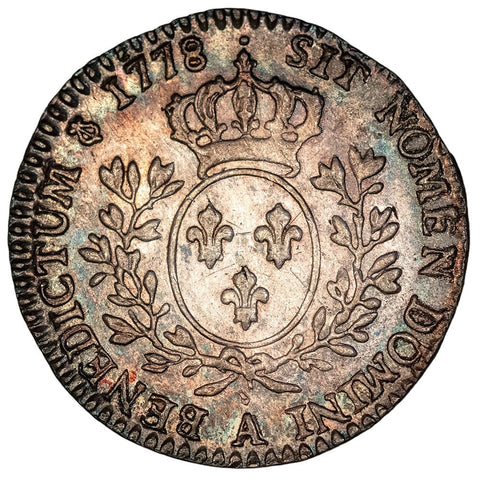 1778-A France, Louis XVI Silver 1/10 Ecu KM. 568.1 - About Uncirculated