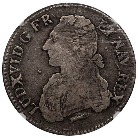 1781-Q Perpignan Mint France Louis XVI Silver Ecu - NGC F 15