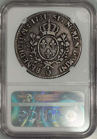 1781-Q Perpignan Mint France Louis XVI Silver Ecu - NGC F 15