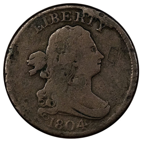 1804 Draped Bust Half Cent, C4/Stems C-9 - Very Good Details