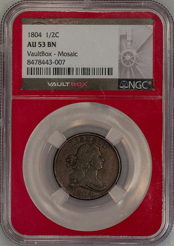 1804 Draped Bust Half Cent, C4/Stems C-9 - NGC AU 50