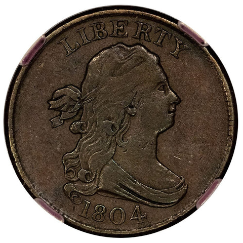 1804 Draped Bust Half Cent, C4/Stems C-9 - NGC AU 50