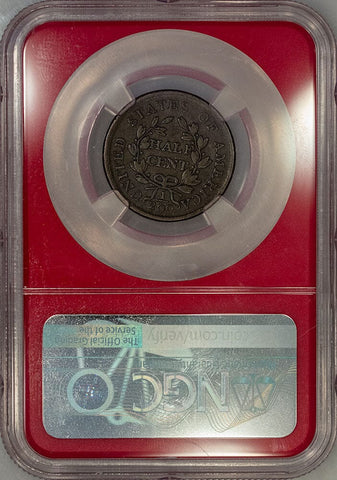 1804 Draped Bust Half Cent, C4/Stems C-9 - NGC AU 50