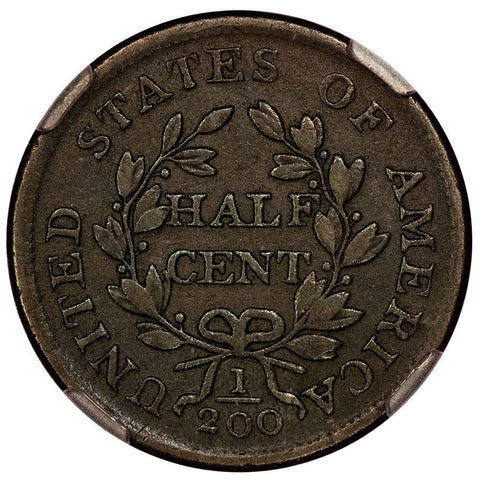 1804 Draped Bust Half Cent, C4/Stems C-9 - NGC AU 50