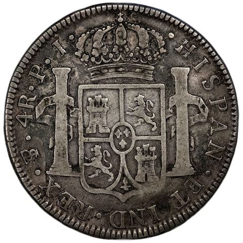 1804-PTSPJ Bolivia, Potosi Mint Silver 4 Reales KM. 72 - Very Good+