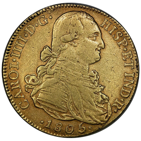 1805-NR Colombia Charles IV Gold 8 Escudos KM. 62.1 - Very Fine