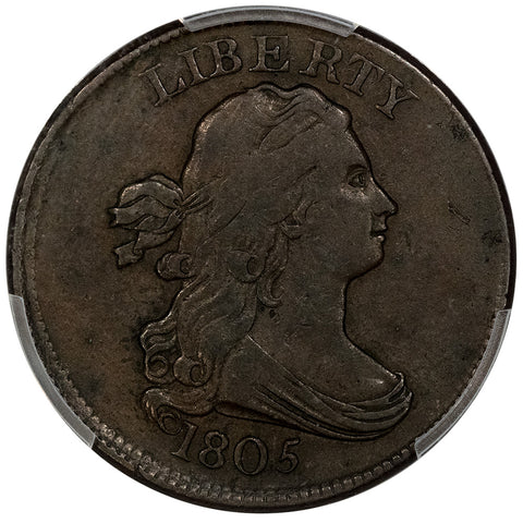 1805 Draped Bust Half Cent - No Stems - PCGS VF 30