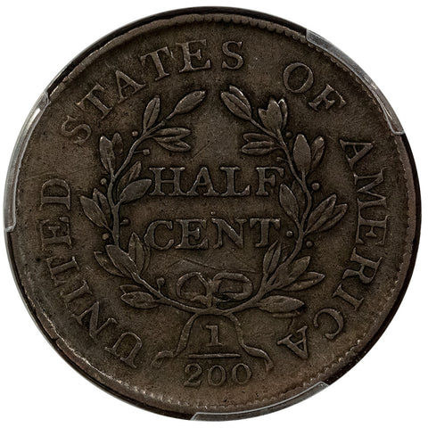 1805 Draped Bust Half Cent - No Stems - PCGS VF 30