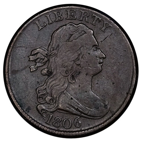 1806 Draped Bust Half Cent - Small 6/No Stems - Very Fine