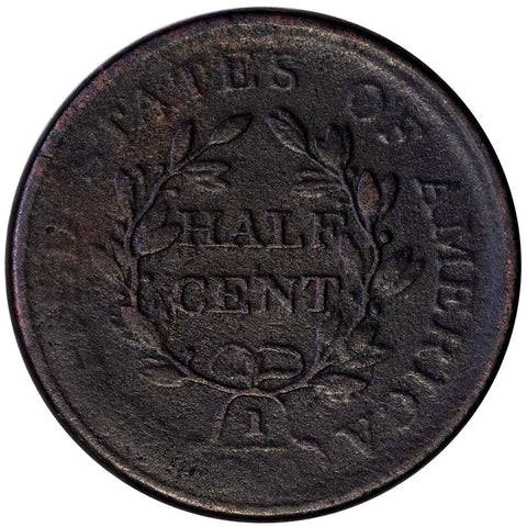 1806 Draped Bust Half Cent - Small 6/No Stems - Very Good