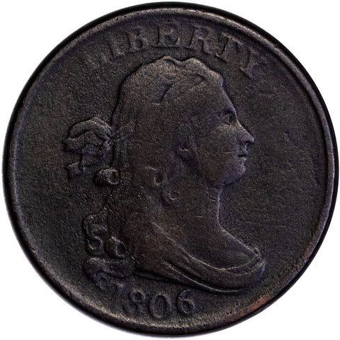1806 Draped Bust Half Cent - Small 6/No Stems - Very Good