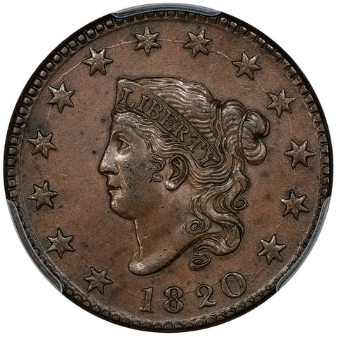 1820 Coronet Head Large Cent - PCGS AU 55 - Large Date