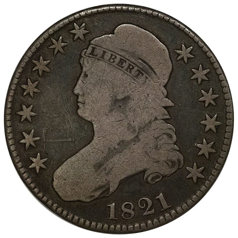 1821 Capped Bust Half Dollar - Very Good Details (graffiti)