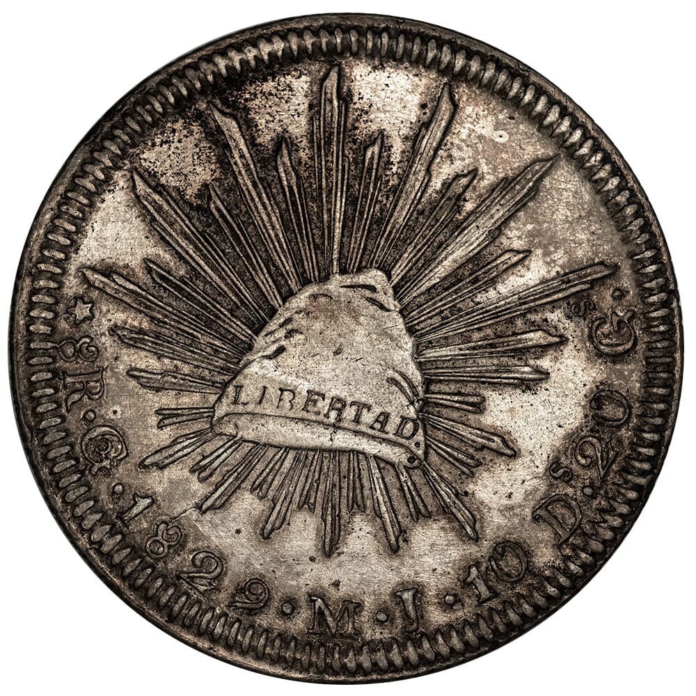1829-GoMJ Mexico Cap & Rays 8 Reales Star on Cap - KM.377.8 - Very Fin