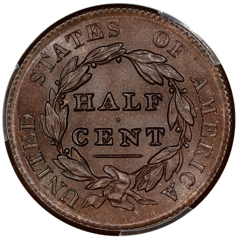 1829 Classic Head Half Cent - PCGS MS 64 BN - Very Choice, Silky Luster