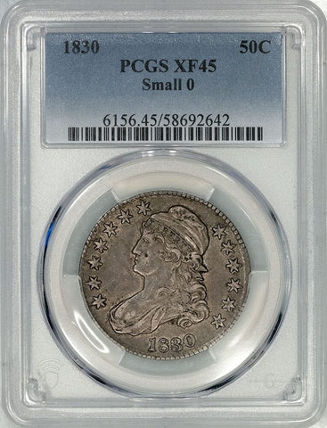 1830 Small 0 Capped Bust Half Dollar - PCGS XF 45 - Choice Extremely Fine
