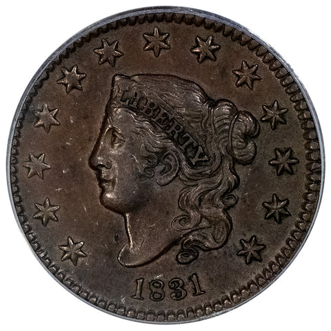 1831 LL Large Cent - PCGS AU 55 CAC - About Uncirculated+
