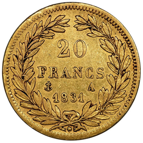 1831-A French Louis Philippe I 20 Franc Gold Coins KM. 739.1 - Extremely Fine