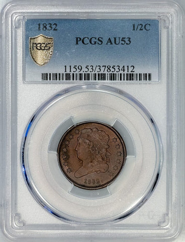 1832 Classic Head Half Cent - PCGS AU 53 - About Uncirculated