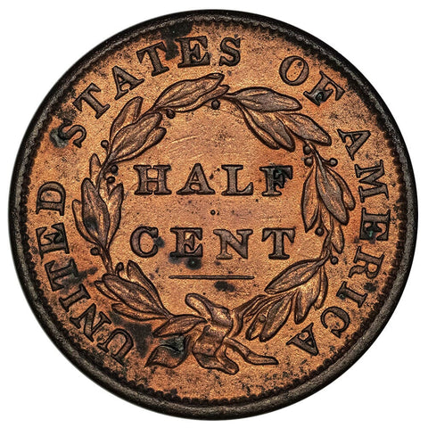 1833 Classic Head Half Cent - About Uncirculated Detail