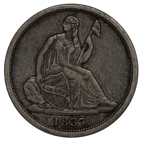 1837 Lg. Date Seated Liberty Half Dime - Very Fine+