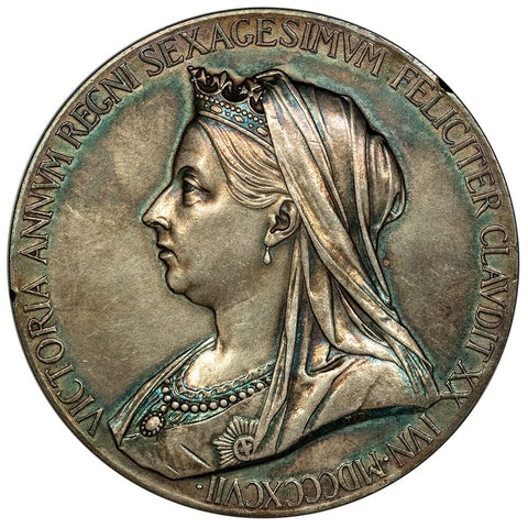 1897 Great Britain Victoria Diamond Anniversary Silver Medal 55mm - Uncirculated w/ Box