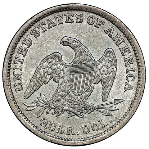 1838 No Draper Seated Liberty Quarter - Extremely Fine+