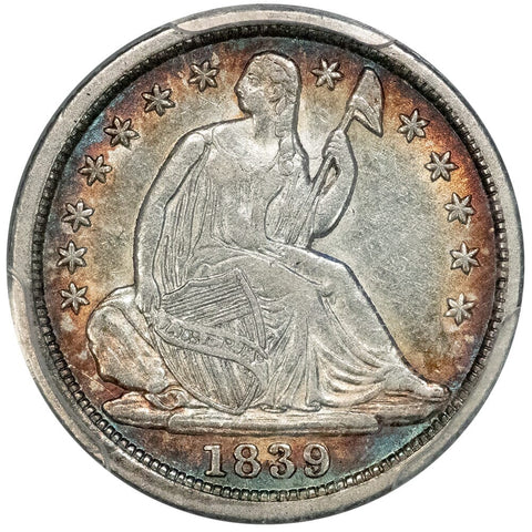 1839 No Drapery Seated Liberty Half Dime - PCGS AU 50