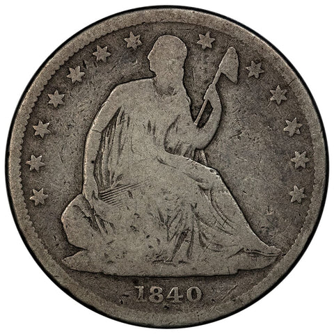 1840 R. 39 Seated Liberty Half Dollar - Good/Very Good