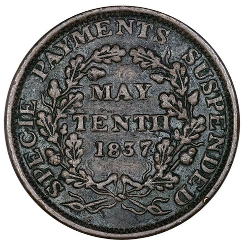 1841 Specie Payments Suspended Hard Times Token HT-68 - Very Fine