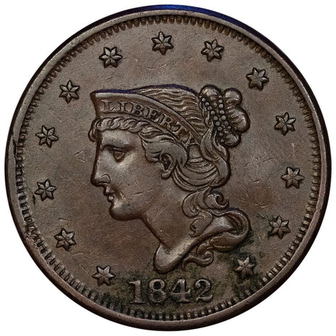 1842 Large Date Braided Hair Large Cent - Extremely Fine+