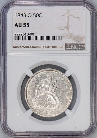 1843-O Seated Liberty Half Dollar - NGC AU 55 - About Uncirculated