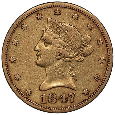 1847-O $10 Liberty Gold Eagle, No Motto - Extremely Fine