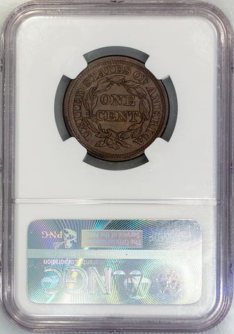 1848 Braided Hair Large Cent - NGC MS 62 BN CAC