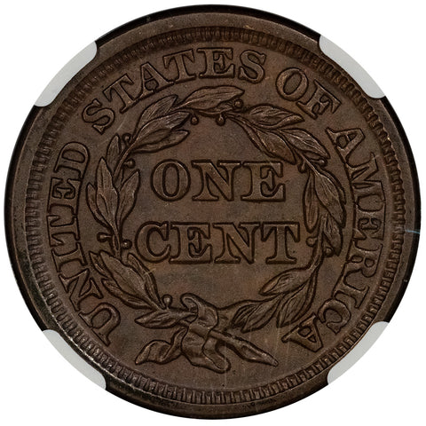 1848 Braided Hair Large Cent - NGC MS 62 BN CAC