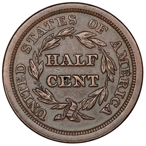 1851 Braided Hair Half Cent - About Uncirculated Detail