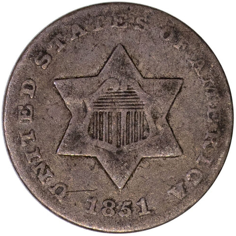 1851 Three Cent Silver (Trime) - Very Fine