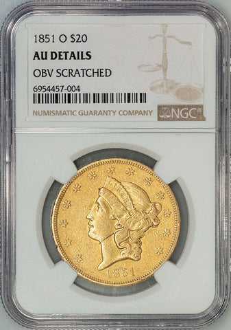 1851-O $20 Liberty Double Eagle Gold Coin - NGC AU Details