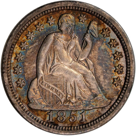 1851 Seated Liberty Dime - About Uncirculated