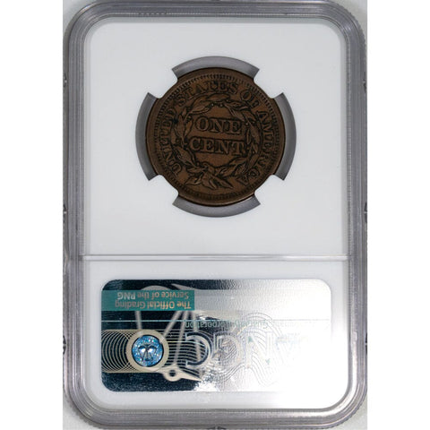 1851 Braided Hair Large Cent - NGC AU 55 BN - About Uncirculated