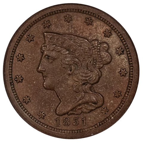 1851 Half Cent - Cohen 1 - NGC MS 62 BN - Uncirculated
